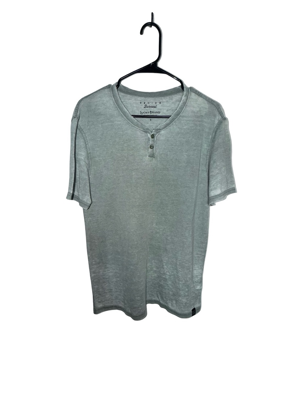 Lucky Brand Men's Short Sleeve Henley in Light Gray
